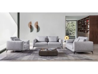 Divani Casa Beaman - Modern Grey Fabric Sofa Set