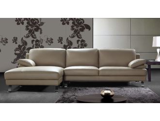 0698 Modern Beige Leather Sectional Sofa