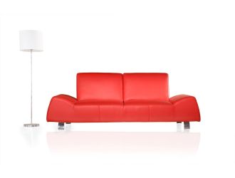 120 Modern Red Leather Sofa and Love Seat