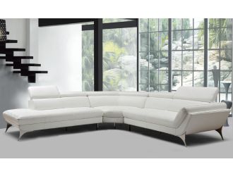 Divani Casa Graphite - Modern White Leather Left Facing Sectional Sofa