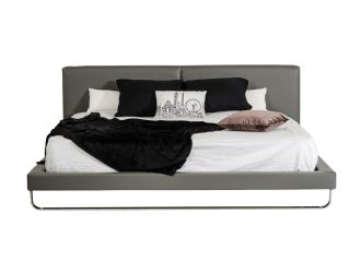 Modrest Ramona Modern Grey Leather Bed