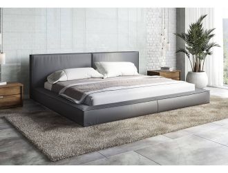 Modrest Haven - Eastern King Modern Grey Full Leather Bed 