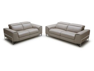 Divani Casa Begonia Modern Taupe Italian Leather Reclining Sofa Set