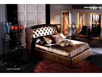 Royal - Transitional Golden Tufted Leather Bed