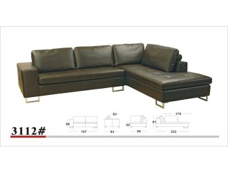 K-3112 Modern Brown Leather Sectional Sofa