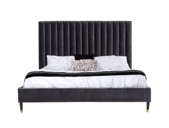 Modrest Hemlock - Modern Dark Grey Velvet Bed