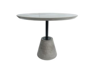 Modrest Nathrop - Modern Grey Concrete & Black Metal Round Dining Table