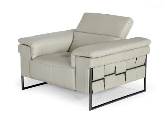 Divani Casa Shoden - Modern Light Grey Leather Chair