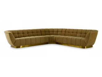 Divani Casa Granby - Glam Mustard + Gold Fabric Sectional Sofa