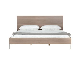 Nova Domus Boston - Modern Brown Oak & Brushed Stainless Steel Bed