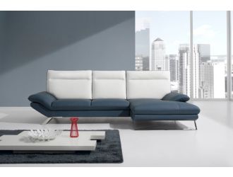 Divani Casa 783B Modern Blue & White Italian Leather Sectional Sofa