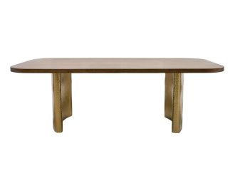 Modrest Marjorie - Modern Walnut + Brushed Gold Rectangular Dining Table