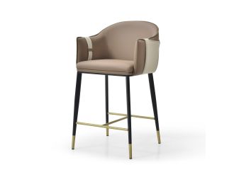 Modrest Calder - Modern Brown & Beige Vegan Leather Counter Chair