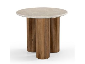 Modrest Hayden - Modern Marble + Wood Round End Table