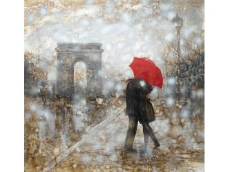 ADC8073 Rain Embrace Oil Painting On Canvas and Metal