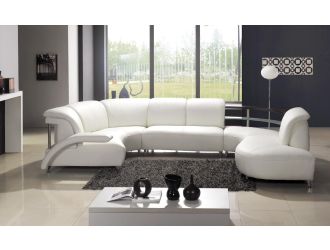 104 Modern White Leather Sectional Sofa