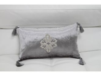 Silver Faux Crystal Throw Pillow