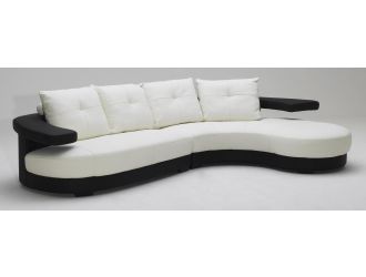 KK899 Ultra Modern Black and White Leather Sectional Sofa 