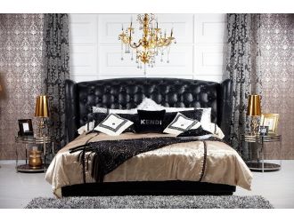 Majestic Transitional Black Eco-Leather Bed