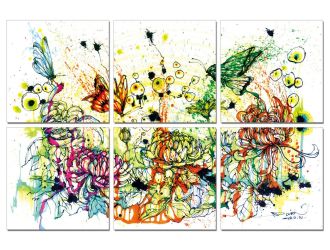 Modrest Butterfly Chaos 6-Panel Photo on Canvas