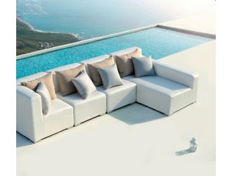 Renava Nicosia White Outdoor Small Sectional Sofa w/ Right Facing Chaise