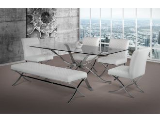 Modrest T1101-20 Modern Stainless Steel w/ Glass Top Dining Table