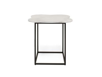 Modrest Aleidy - White Marble + Black Metal End Table