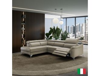 Lamod Italia Monte Carlo - Italian Modern Taupe Leather LAF Sectional Sofa