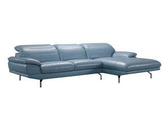 Divani Casa Arcola Modern Blue Leather Sectional Sofa