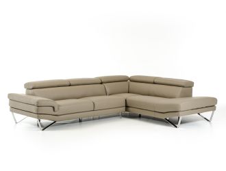 David Ferrari Aria - Italian Modern Grey Leather Right Facing Sectional Sofa
