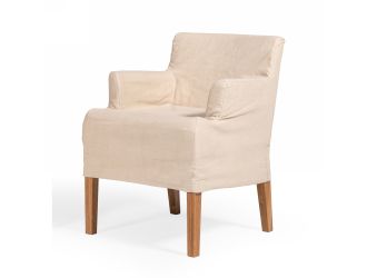Modrest Axtell - Farmhouse Oatmeal Fabric Dining Arm Chair