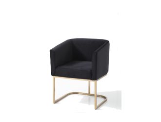 Modrest Yukon Modern Black Velvet & Gold Dining Chair