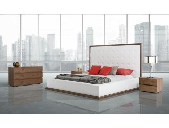 Modrest Beth Modern Walnut with White Leatherette Bed