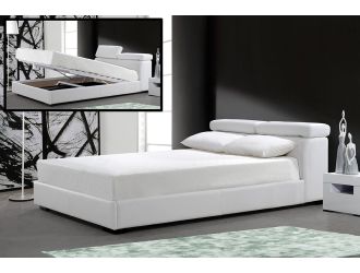 Logan White Leather Bed w/ Storage