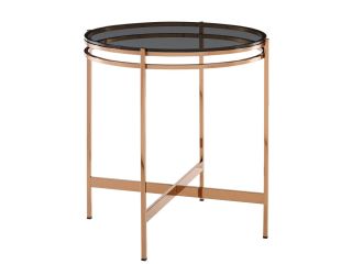 Modrest Bradford - Modern Smoked Glass & Rosegold Small End Table