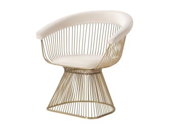Modrest Chandler - Modern Beige Velvet & Gold Dining Chair