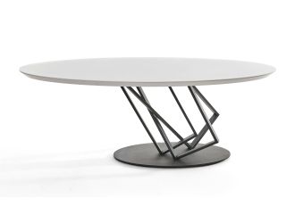 Modrest Corbett - Modern High Gloss White w/ Frosted Glass Dining Table