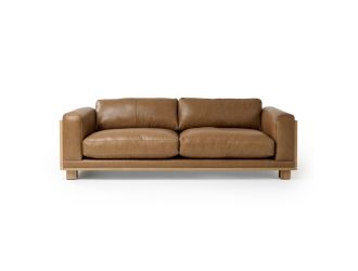 Divani Casa Danson - Modern Tan Leather + Wicker Sofa