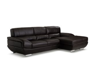 Alfred Modern Espresso Leather Sectional Sofa