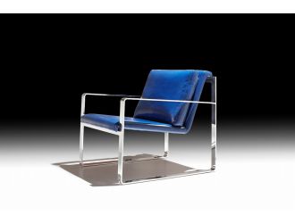 Divani Casa Apex Modern Blue Leatherette Accent Chair