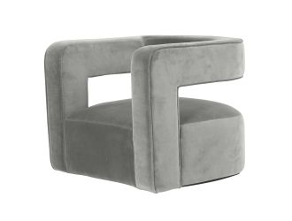 Modrest Fanny - Modern Swivel Grey Velvet Accent Chair