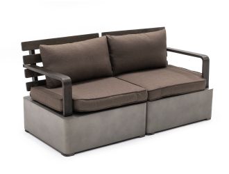 Renava Garza - Outdoor Concrete & Acacia 2 Seater Sofa Set