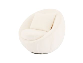 Modrest Gypsum - Modern White Swivel Accent Chair