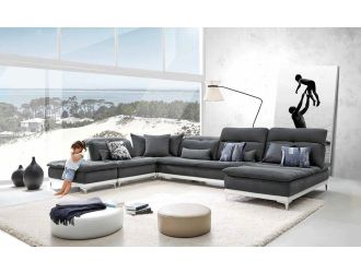 Italy Sofas Italian Leather Sectionals, Modern Leather And Fabric Sectional Sofa