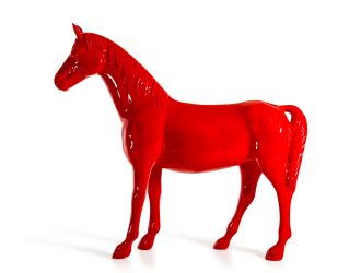Modrest Red Full Size Horse Sculpture