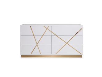 Modrest Nixa  Modern Wide White and Gold Dresser
