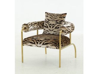 Modrest Kola - Gold Zebra Print Accent Chair