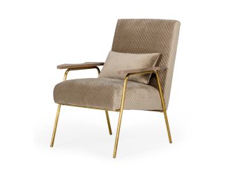 Modrest Laforet - Glam Beige and Gold Fabric Accent Chair