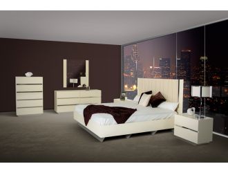 Luxor Modern Beige Lacquer Italian Bedroom Set