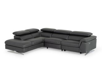 Divani Casa Maine - Modern Dark Grey Eco-Leather Left Facing Sectional Sofa with Recliner